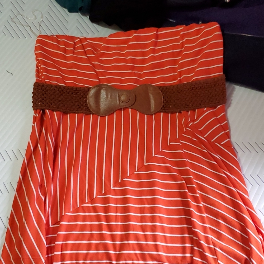 Strapless belted dress